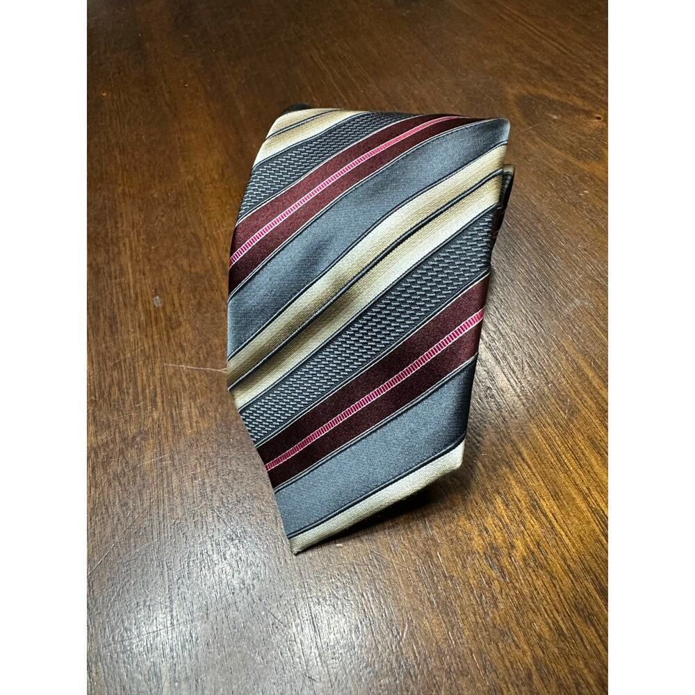 Ermenegildo Zegna Silk Blend Striped Tie Men Classy Preppy Luxary Necktie Office
